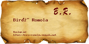 Biró Romola névjegykártya